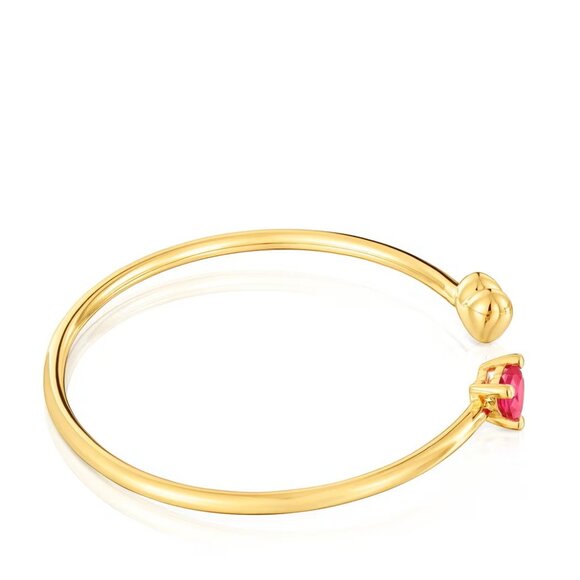 Tous gold plating over silver Bangle with lab-grown ruby Garden of Love LGG - Picture 2 of 5